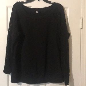 Torrid Black Top, Lacy Sleeves 1X